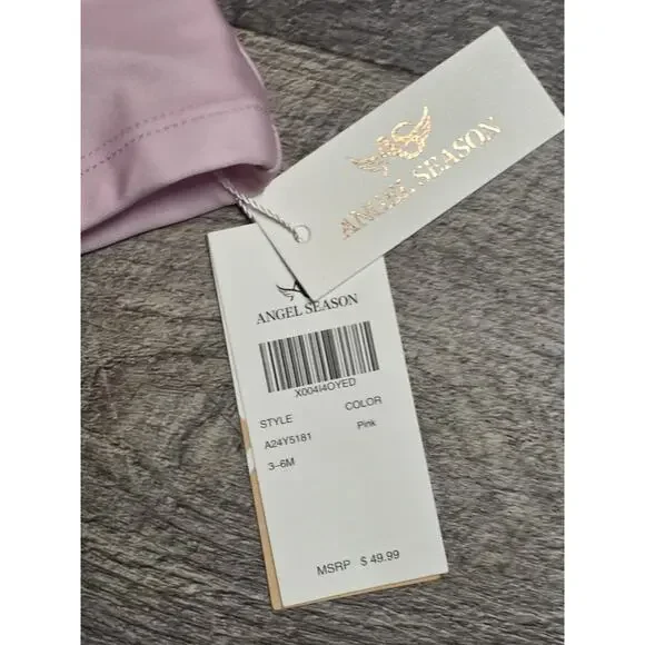 Angel Season Baby Girl Rash Guard Pink 3-6M Long Sleeve Swim Shirt Cherry New - Picture 3 of 3